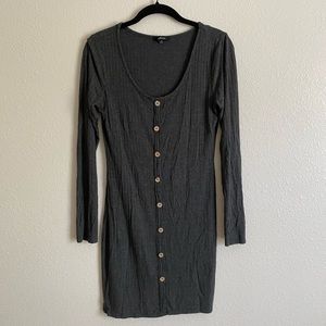 LONG SLEEVE RIBBED BODYCON DRESS